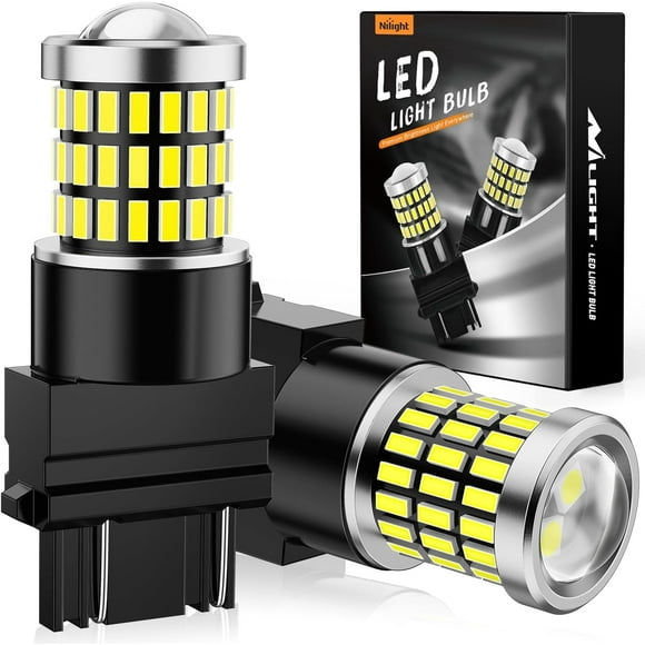 Nilight 3157 LED Bulb 2PCS 57LED 6100K Cool White 3156 3056 4157 3057 Back Up Reverse Light Day Running Light Tail Light with Projector Replacement for Trucks Cars Motorcycles, 2 Years Warranty