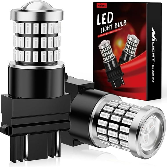 Nilight 3157 LED Bulb 2PCS 57LED Red 3156 3056 4157 3057 Brake Stop Light Turn Signals Blinker Light Tail Light with Projector Replacement for Trucks Cars Motorcycles, 2 Years Warranty