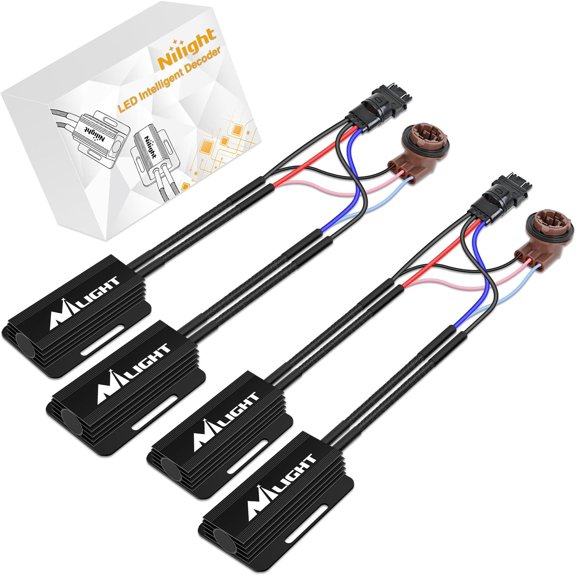Nilight 3157B LED CANbus Decoder, Anti-Flickering Harness Load Resistor Kit Turn Signal Error Warning Canceller, Pack of 2