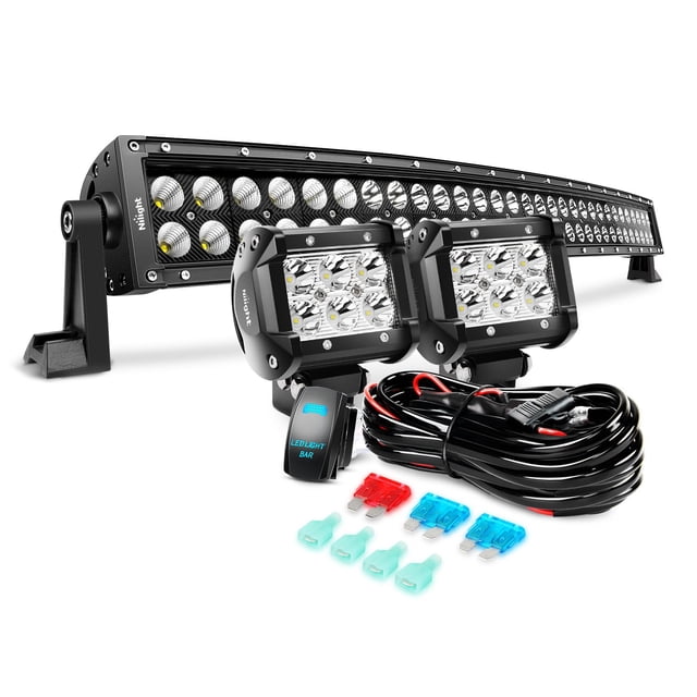 Nilight 32 Inch 180W Black Curved Work Light Spot Flood Combo LED Light ...