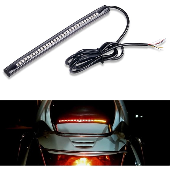 Nilight 32 LED 8 Flexible License Plate Light Strip Tail Brake Stop Turn Signal Light Universal for Harley Motorcycle Bike ATV Car SUV, 2 Years Warranty