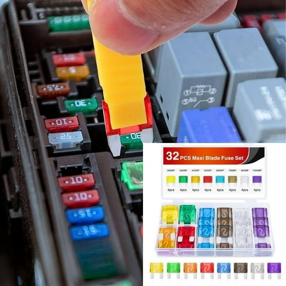 Nilight 32 Pcs Blade Fuses Maxi APX Replacement Fuse 20A 30A 40A 50A 60A 70A 80A 100AMP Assortment Kit for Cars Trucks RVs Boats Automotives Vehicle Campers SUV