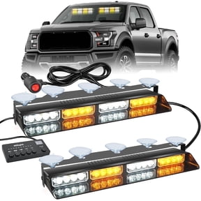 Nilight 32Led Amber White Emergency Dash Strobe Lights with Controller Suction Cups Warning Hazard Interior Front/Rear Windshield Deck Split Light Bar for Truck