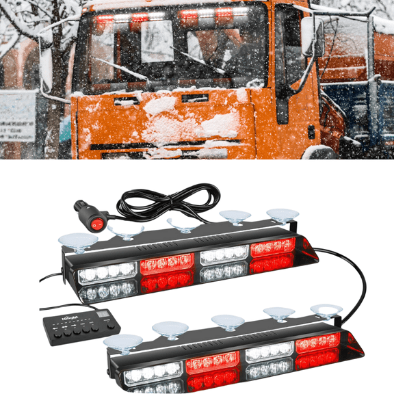Nilight 32Led Red White Emergency Dash Strobe Lights with Controller Suction Cups Warning Hazard Interior Front/Rear Windshield Deck Split Light Bar