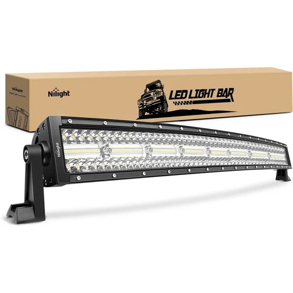 Nilight 33 Inch LED Light Bar 256 LED Chips 9860LM Curved Triple Row Spot Flood Combo High Power LED Driving Lights Off Road Lights for Trucks SUV Ute ATV Truck 4x4 Boat, 2 Years Warranty