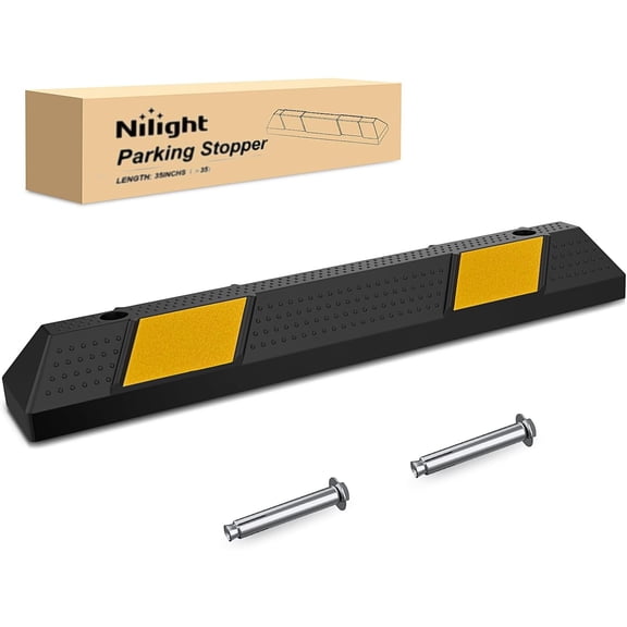 Nilight 36 Inch Parking Curb - Heavy Duty Rubber Garage Driveway Wheel Parking Stopper Blocks for Cars, SUVs, and Trucks