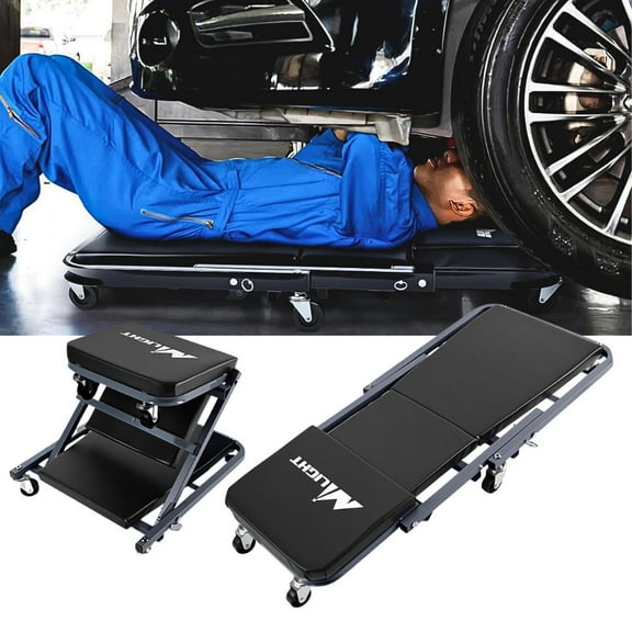 Nilight 36" Z Creeper - 2-in-1 Folding Rolling Mechanic Seat, 36 inches Adjustable Lay-Down or Sit Garage Chair, 330 lbs Capacity, Grey Black