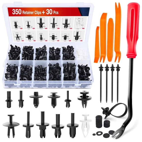 Nilight 380Pcs Car Retainer Clips & Fastener Remover with 12 Most Popular Sizes Auto Push Pin Rivets Set Door Trim Panel Clips 2 Years Warranty