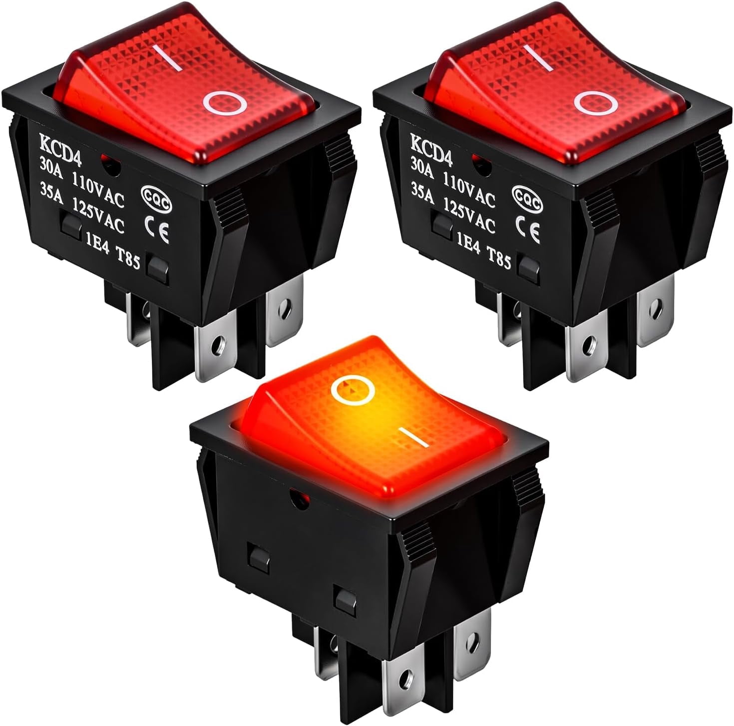 Heavy Duty Waterproof Rocker Switch - 30A/250V DPST 4-Pin Marine Grade With LED