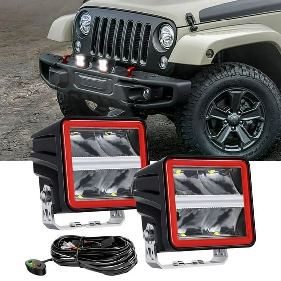 Nilight 3inch Cube Led Pod Light Bar with DRL 20W 2200LM 10 Super Spot Light 16AWG Wiring Harness Kit Offroad Led Driving Work Lights for Jeep Truck UTV 4x4 ATV Motorcycle
