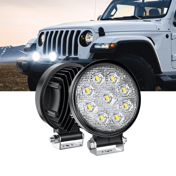 Nilight 4.5" Round LED Flood Light Pods 2PCS, 27W 3000LM Wide Beam Off-Road Fog & Driving Lights for Roof Bar Bumper on Jeep SUV Truck Hunting Vehicles