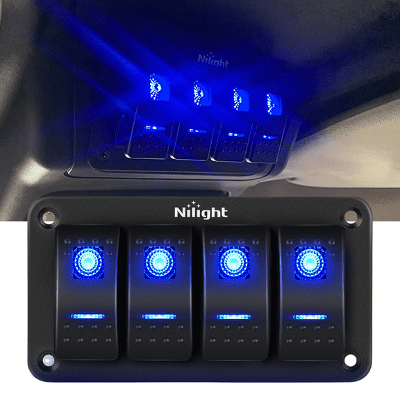 Nilight 5 Gang Rocker Switch Panel with Purple LED Light 5 Pin On Off ...