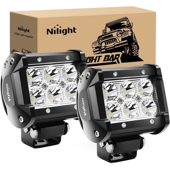 Nilight Led Pods 2Pcs 18W 1260LM Spot Off Road Lights Super Bright Driving Fog Boat Lamp Work Lighting Bar for Trucks Van Camper Wagon Car Pickup Golf Cart ATV UTV SUV Boat 4x4