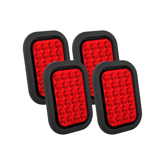 Nilight 4-Pack Red 5" x 3" Rectangular Trailer Tail Lights, 24 LED Stop Brake Turn Marker Lights with Flush Mount Grommets and Plugs, IP67 Waterproof for 12V Trucks, ATVs, UTVs, Buses, RVs, Campers