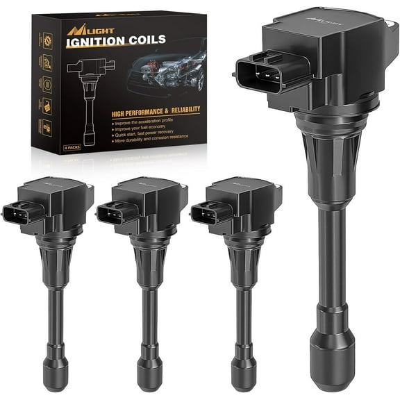 Nilight 4 Packs Automotive Replacement Ignition Coils Fit for Nissan 2004-2018 Sentra Altima Rogue Select Urvan Pathfinder NV200 NV350 Cube Versa 2014 2015 Infiniti #OE UF549