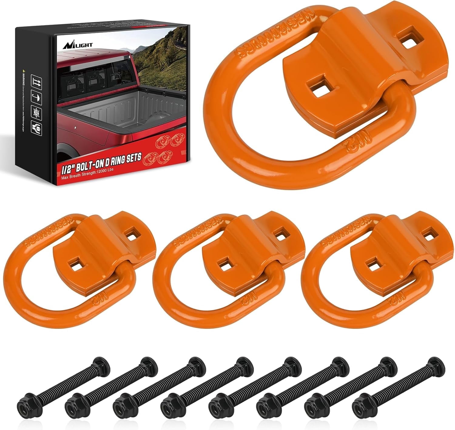Nilight 2 STKS 1/2 D Ringen Voor Aanhangwagens Heavy Duty Trailer Tie Down Rings Grade 70 Gesmeed Staal Bolt On Grijp Met Achterplaten Tractor Emmer Rv Utv Truck Mbs 12000lb Zwart Jaar 3153690428