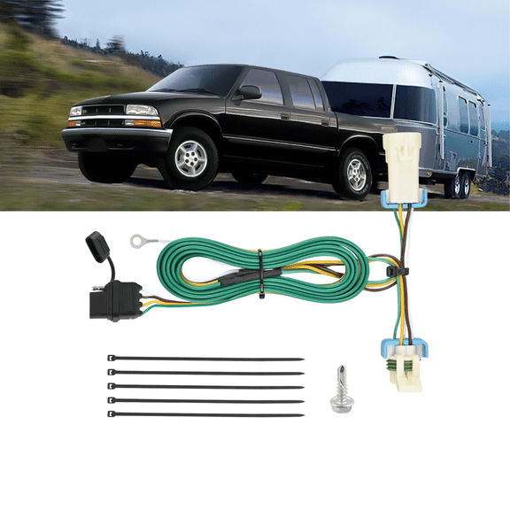 Nilight 4 Pin Trailer Wiring Harness Kit Custom Fit for Chevrolet S10 GMC Sonoma Isuzu Hombre 1998-2004 Vehicle Side Plug and Play 4 Way Flat Trailer Connector Tow Hitch Wiring