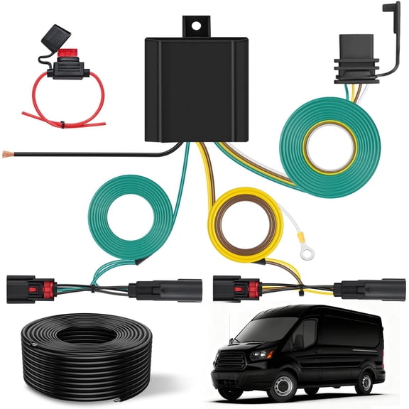 Nilight 4 Pin Trailer Wiring Kit Vehicle Standard 4 Way Connector Custom for 2015 2016 2017 2018 2019 2020 2021 2022 2023 2024 Ford Transit-150, Transit-250, Transit-350, E-Transit Hitch