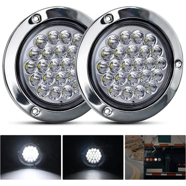 All Star 4” 24 LED Round Backup Reverse Light – White, 3-Wire Plug, Qty 2