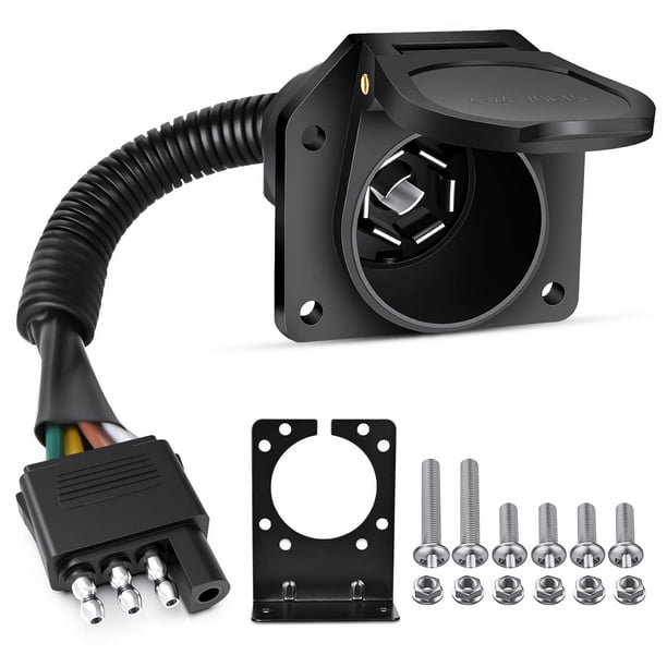 Nilight 4 Way Flat to 7 Way Round Blade Trailer Adapter Wiring Harness