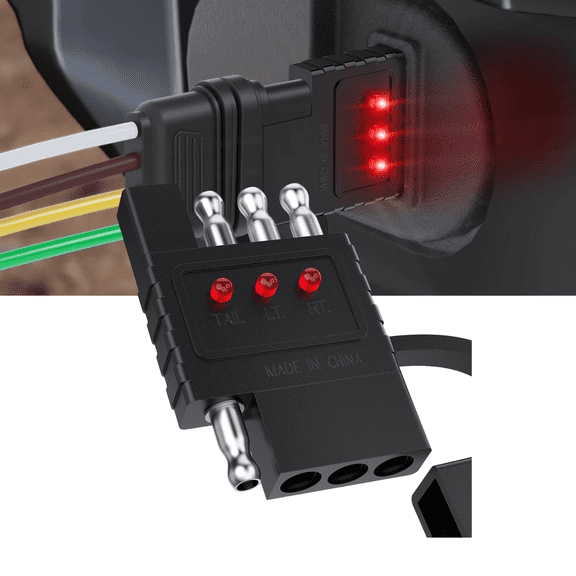 Nilight 4 Way Flat Trailer Wiring Tester Male and Female Double End 4 Pin Circuit Tester with LED Indicators for Trailer Light Wiring Diagnosis
