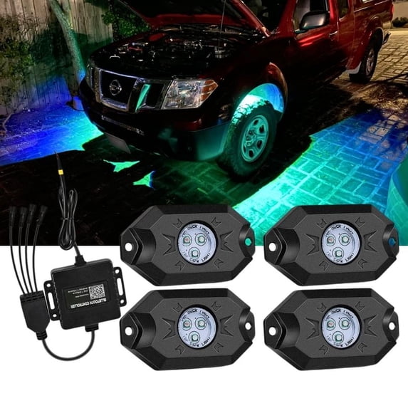 Nilight RGB LED Rock Lights, Waterproof Multicolor Bluetooth APP Control Underglow Kit for Trucks, SUVs, ATVs