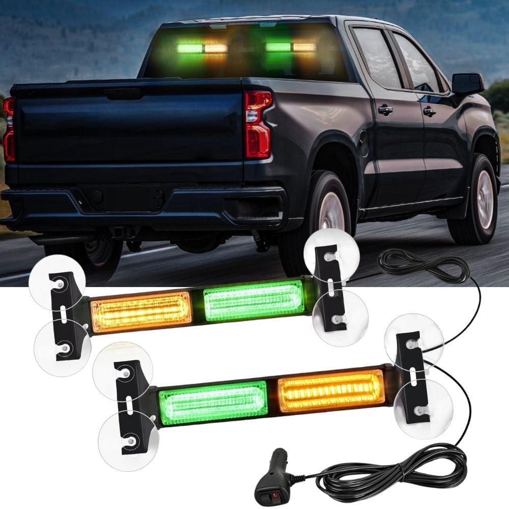 Nilight 40LED Amber Green Emergency Strobe Advisor Light Bar with Suction Cups Dash Safety Warning Hazard Flashing Lights Interior Front/Rear Windshield for Trucks Construction Vehicles