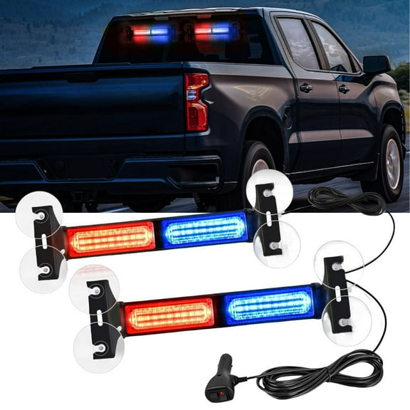 Nilight 40LED Blue Red Emergency Strobe Advisor Light Bar with Suction Cups Dash Safety Warning Hazard Flashing Lights Interior Front/Rear Windshield for Trucks Construction Vehicles