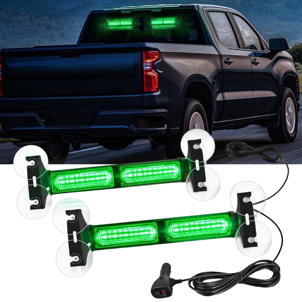 Nilight 40LED Green Emergency Strobe Advisor Light Bar with Suction Cups Dash Safety Warning Hazard Flashing Lights Interior Front/Rear Windshield for Trucks Construction Vehicles