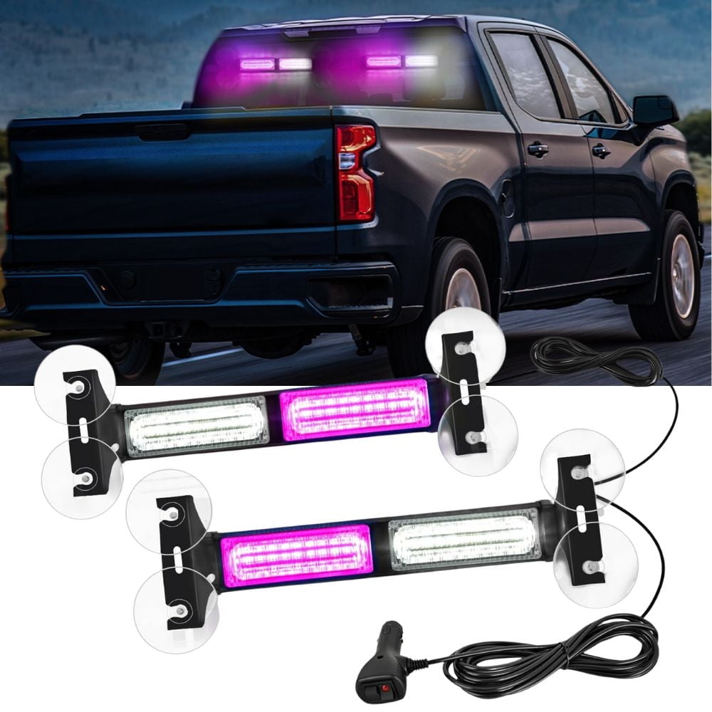 Nilight 40LED Purple White Emergency Strobe Advisor Light Bar with Suction Cups Dash Safety Warning Hazard Flashing Lights Interior Front/Rear Windshield for Trucks Construction Vehicles