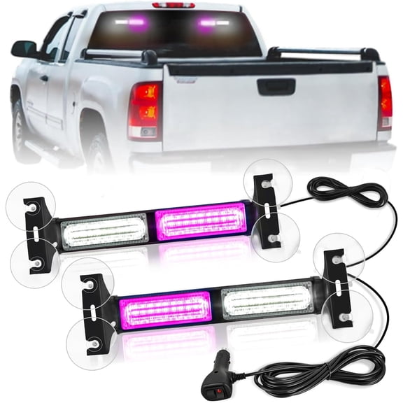 Nilight 40 LED Purple White Flashing Light Bar Interior Windshield Mount with Suction Cups, Decorative LED Light for Trucks Pickup ATV Off-Road & Show Use Only