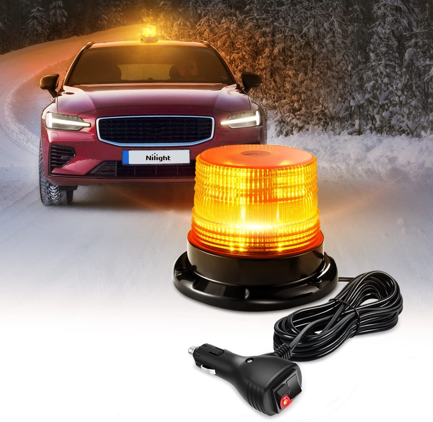 Nilight 40LED Strobe Beacon Light Forklift Truck Rooftop Amber Emergency Warning for Forklift Truck Tractor Golf Carts UTV Car Bus