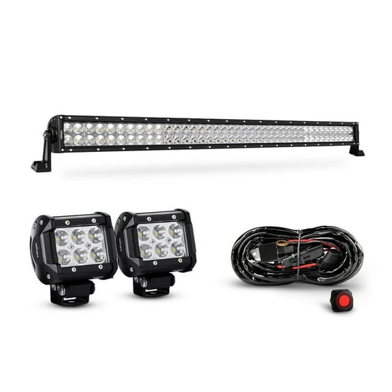 Nilight 42 Inch 240W Spot Flood Combo Led Light Bar 2PCS 4 Inch 18W Spot LED Fog Lights With Off Road Heavy Duty Wiring Harness, 2 years Warranty