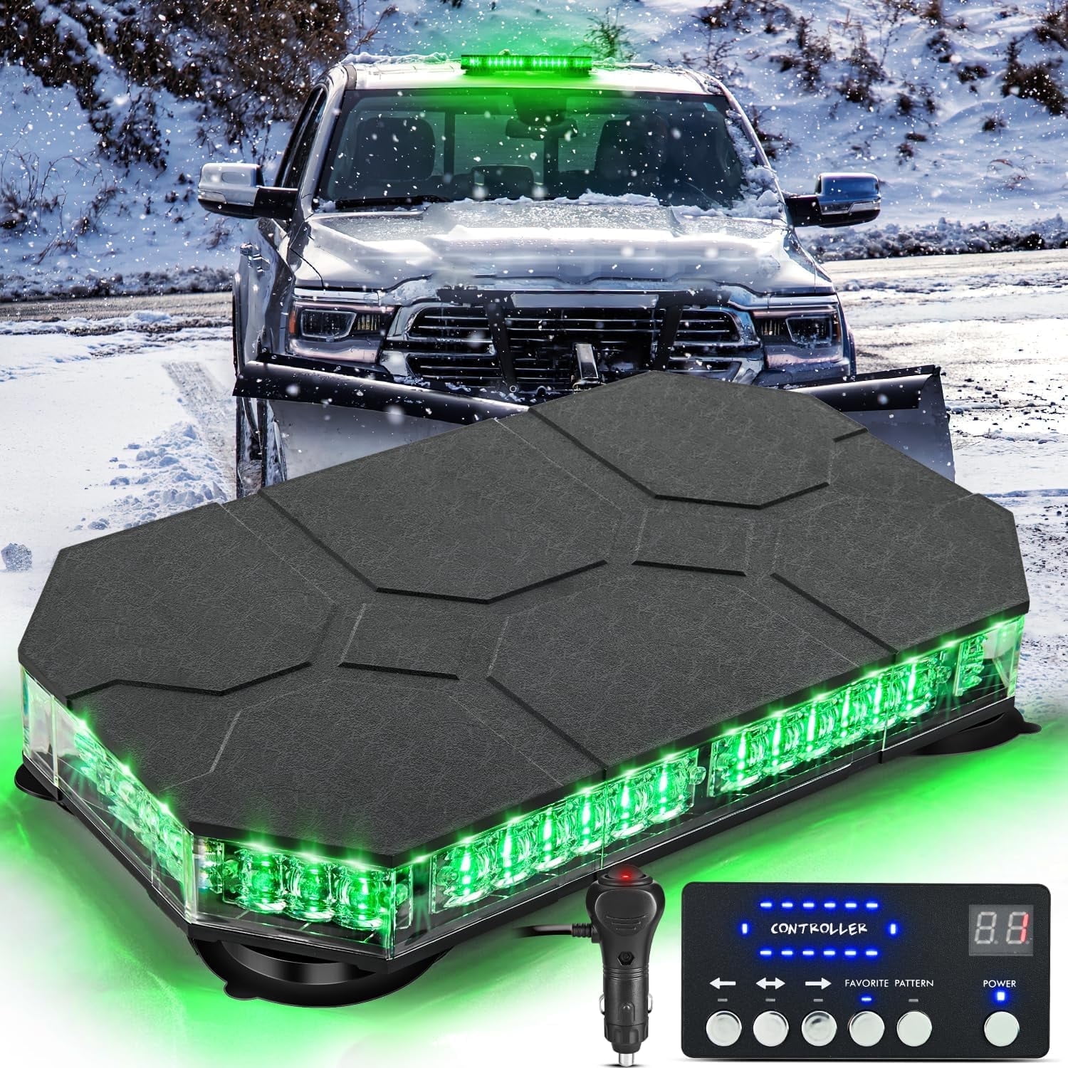 Nilight 42 Led Roof Top Strobe Lights Hazard Emergency Safety Warning Led Flashing Light Bar w/Control Panel Magnetic Mount 12V 24V Car Truck Tractor Snow Plow Construction Vehicles