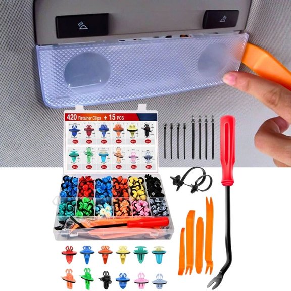420Pcs Fender Moulding Clips Assortment Kit with Sealer Door Trim Panel Retainer for Toyota Lexus 12 Most Popular Sizes with Car Trim Removal Tool Plastic Cable Ties