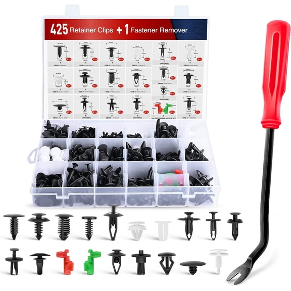 Nilight 425 Pcs Car Retainer Clips Fastener Remover Tailgate Handle Rod Clip - 19 Most Popular Sizes Auto Push Pin Rivets Set - Compatible with GM Ford Toyota Honda Chrysler