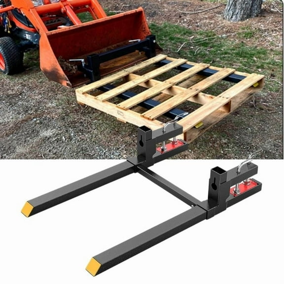 Nilight 43" 2000lbs Clamp on Pallet Forks Heavy Duty Tractor Forks with Adjustable Stabilizer Bar for Loader Bucket Skid Steer Tractor