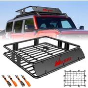 Nilight 43" x 39" x 6" Universal Roof Rack Cargo Basket Heavy-Duty 250LBS Capacity Rooftop Cargo Carrier with Cargo Net Ratchet Straps Luggage Holder for SUV Truck Vehicle