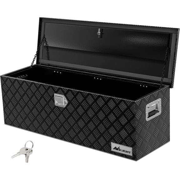 Nilight 44 Inch Truck Tool Box Heavy Duty Aluminum Stripes Plated Pick Up Truck Bed Toolboxes 44"x15"x15" Waterproof Storage Organizer for Bed of Truck RV Trailer with Side Handle Lock Keys, Black