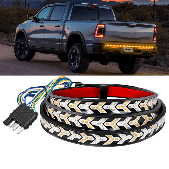 Nilight 48-Inch Truck Tailgate LED Strip with 432 LEDs: Red Running/Brake Lights & Amber Turn Signals/Strobe