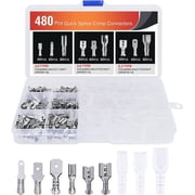 Nilight 480PCS Insulated Male Female Spade Terminals Quick Splice Assortment Tin Plated Open Barrel Copper Crimp Wire Connectors for 22-14 ga Electrical Wiring Car Audio Speaker, 2 Years Warranty