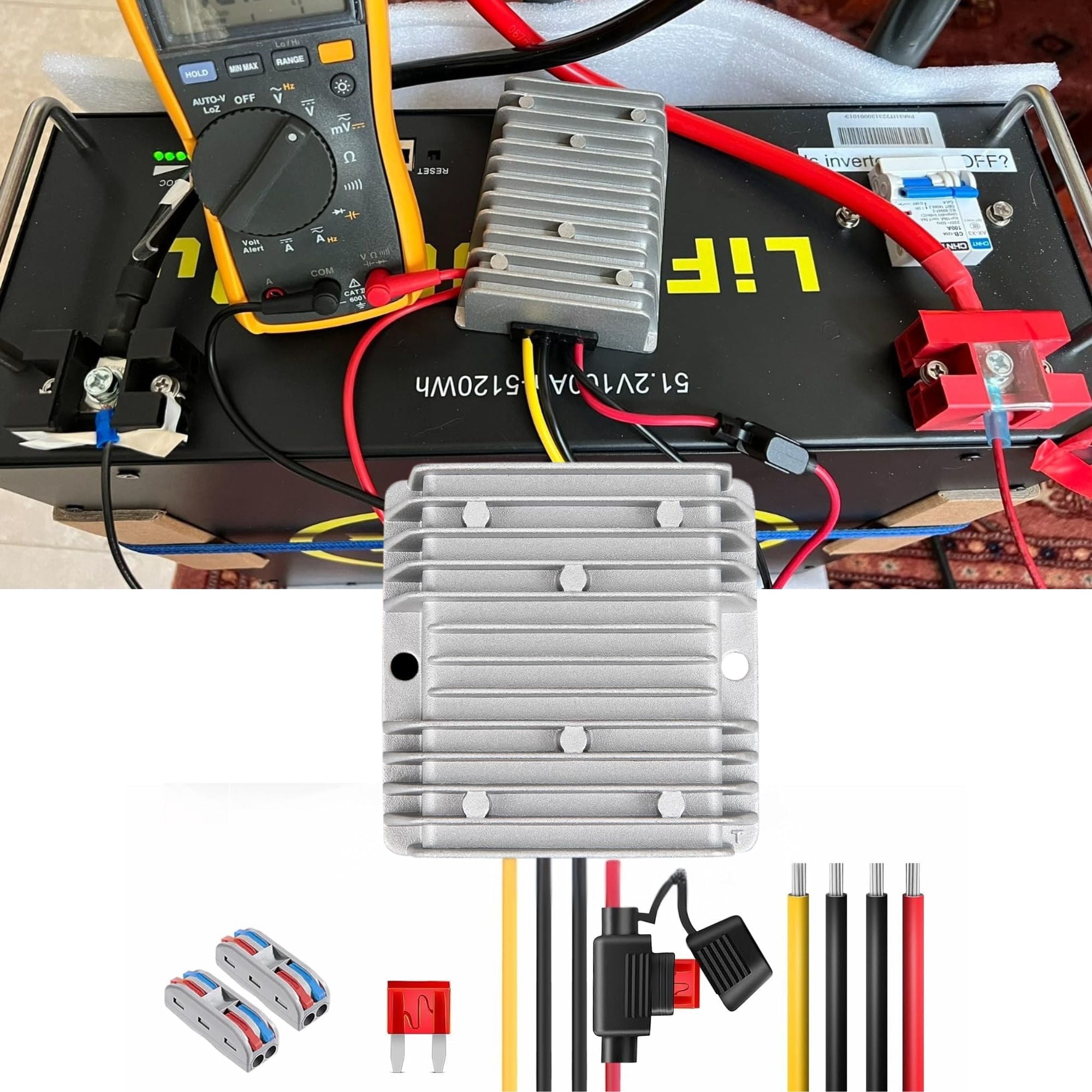 Nilight 48V/36V to 12V DC Voltage Converter, 120W 10A Waterproof Step Down Regulator with Quick Connect Terminals, (1 Unit)