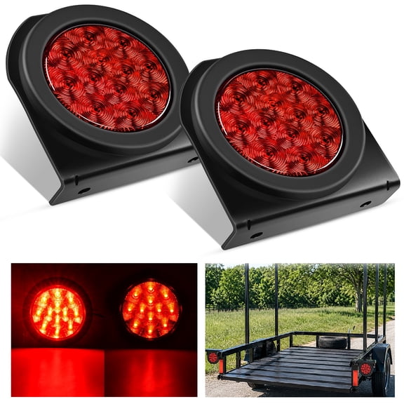 Nilight 4Inch Round Trailer Tail Light with Flush Mount Grommets Plugs w/Mounting Brackets 2PCS Red Waterproof Stop Brake Turn Trailer Lights for RV Truck Trailer, 2 Years Warranty