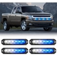 thumbnail image 1 of Nilight 4PCS 6LED Blue White Strobe lights 12V 24V Surface Mount Flashing Warning Hazard Light Ultra Slim Sync Feature Grille for Cars Trucks Van Off Road Vehicles SUV, 1 of 9