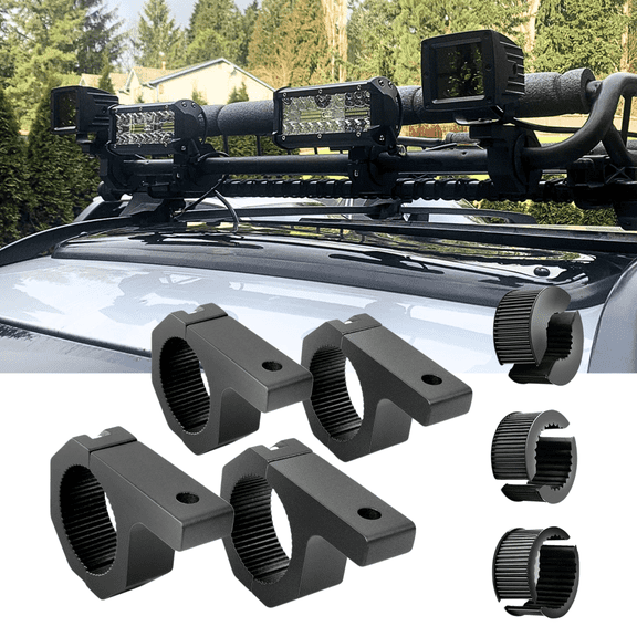 Nilight Off-Road Mounting Brackets LED Light Horizontal Bar Tube Clamp Fit on 7" Bull Bars Roof Racks Roll Cage Holder for ATV UTV Truck, 4-Pack