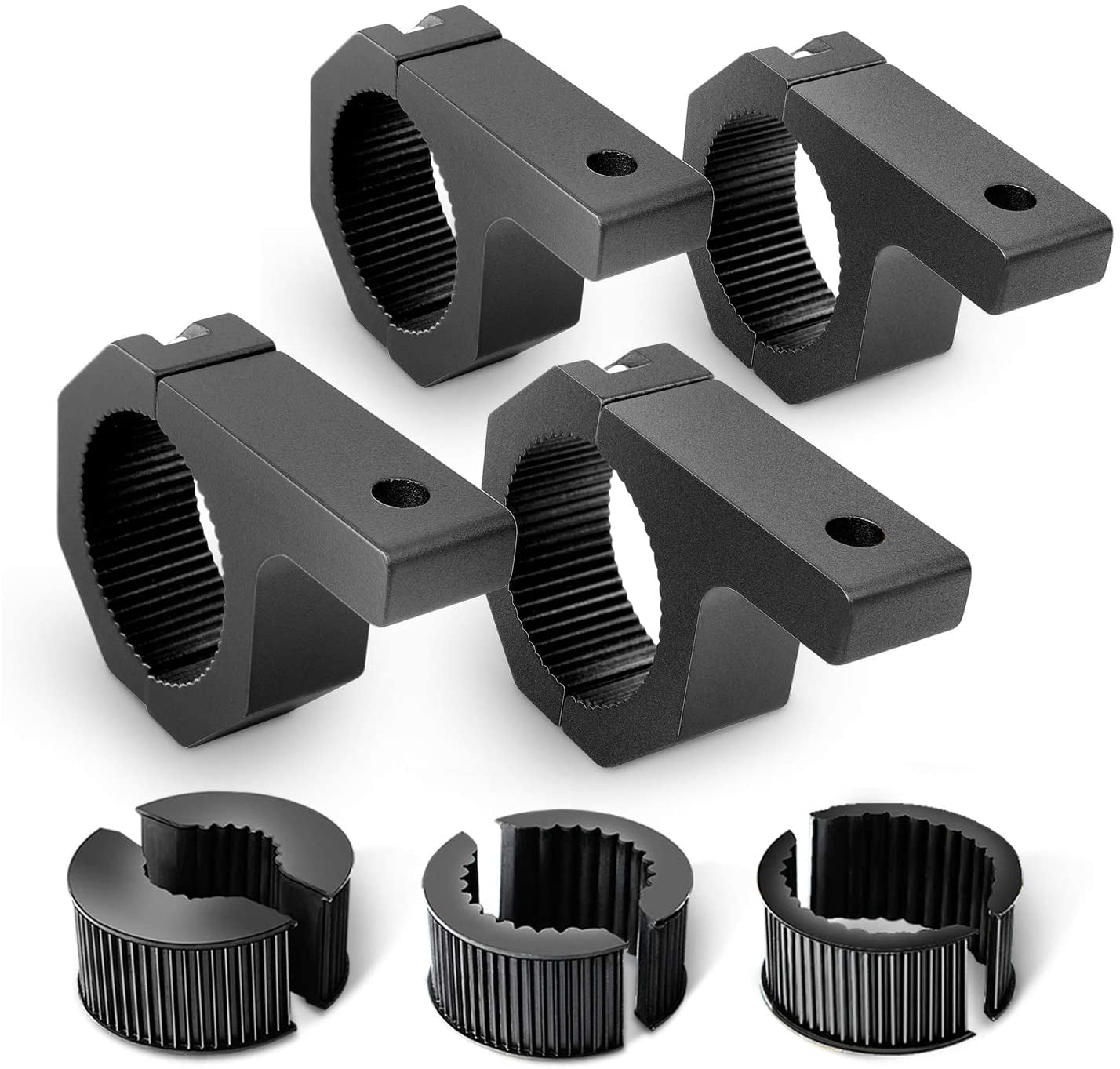 Nilight - 4PCS Mounting Bracket Kit LED Off-Road Light Horizontal Bar Tube Clamp Roof Roll Cage Holder, Black