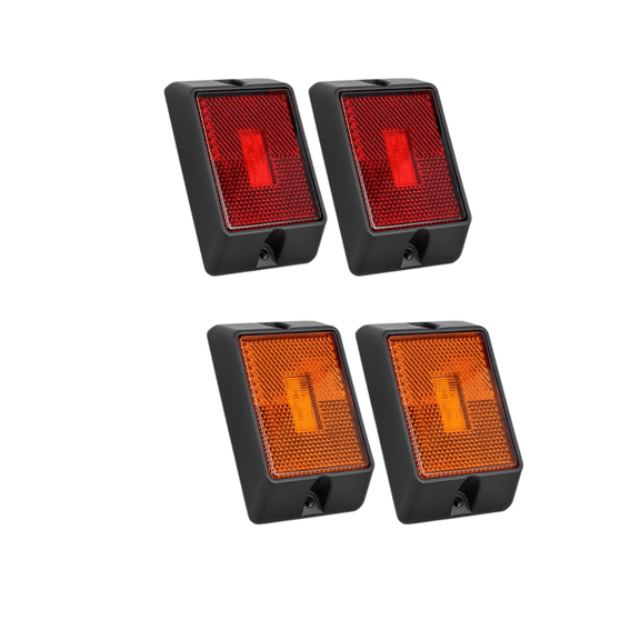 Nilight 4PCS Square LED Side Marker Lights, 3 LED Red Amber Front Rear Clearance Indicator Lamps, Reflective Lens Surface Mount IP67 Waterproof for 12V Truck Trailer RV Boat