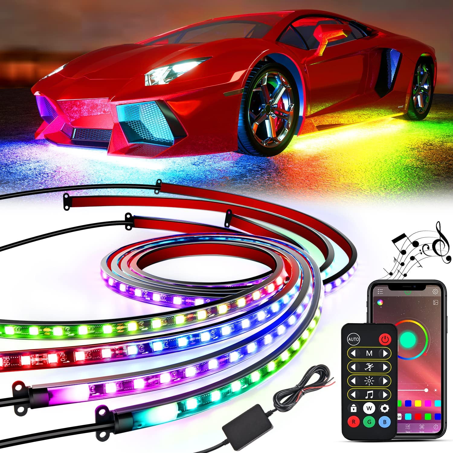  HMYC Car Interior Ambient Lights,18 in 1 128 Colorful