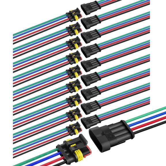 Nilight 4Pin Way Electrical Wire Connector 10 Pack 16AWG Male Female Plug Socket Quick Disconnect Waterproof Plug Play 1.5mm Series Terminal for Car Truck Motorcycle Marine Boat, 2 Years Warranty