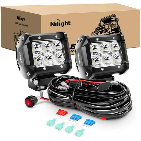 Nilight 4inch 18W LED Light Bar off Road Light Bar Fits Jeep 2 Pieces